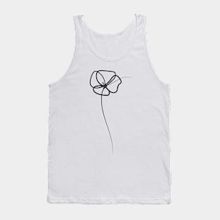 Poppy Flower Minimal art | One Line Drawing | One Line Art Tank Top